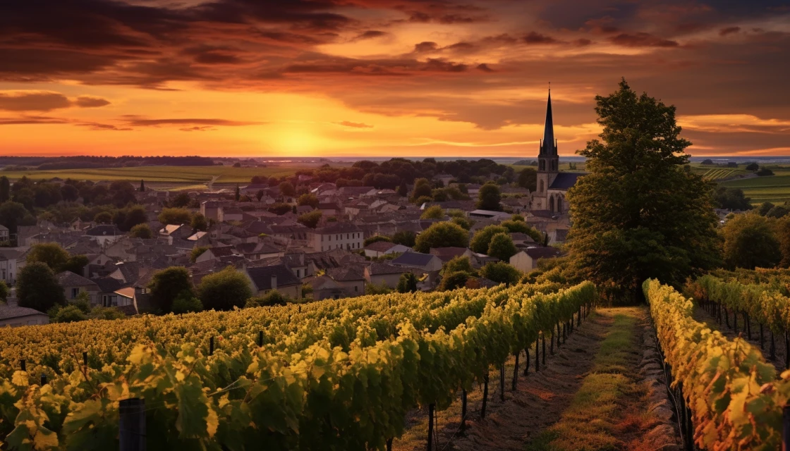 закат во франции бордо виноградники