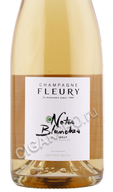 этикетка шампанское fleury notes blanches brut nature 0.75л