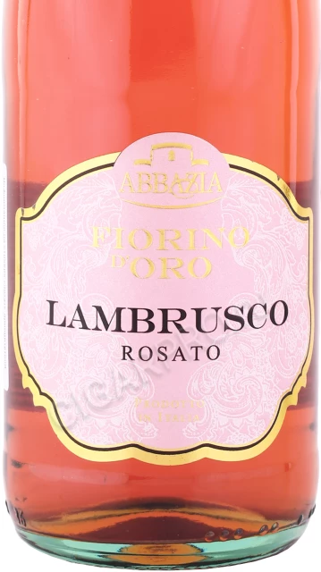 Этикетка Игристое вино Ламбруско Розато Фиорино дОро Аббация 0.75л