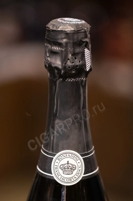 Горлышко бутылки игристого вина Бонфадини Франчакорта Карпе Дием Сатен экстра брют 0.75л
