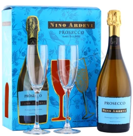 Игристое вино Игристое вино Просекко Нино Ардеви Экстра Драй 0.75л + 2 бокала в подарочной упаковке