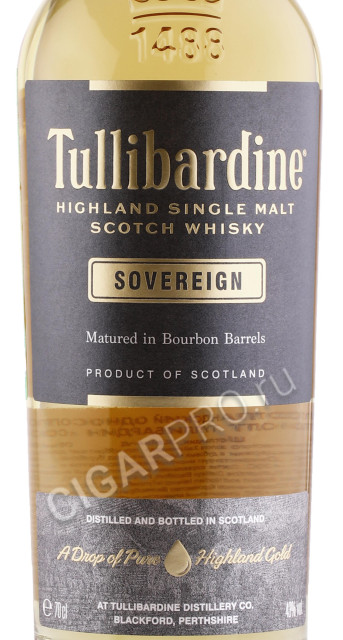 этикетка виски tullibardine sovereign 0.7л