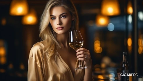 Красивая девушка с бокалом шампанского