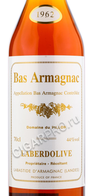 этикетка armagnac laberdolive 1962 years 0.7 l