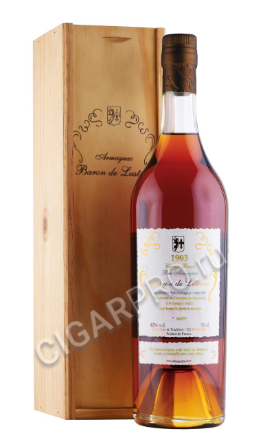 арманьяк baron de lustrac 1993 years 0.7л в деревянной упаковке