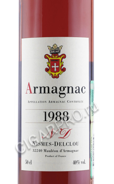 этикетка арманьяк nismes delclou 1988 years 0.5л