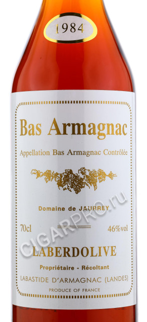 этикетка armagnac laberdolive 1984 years 0.7 l