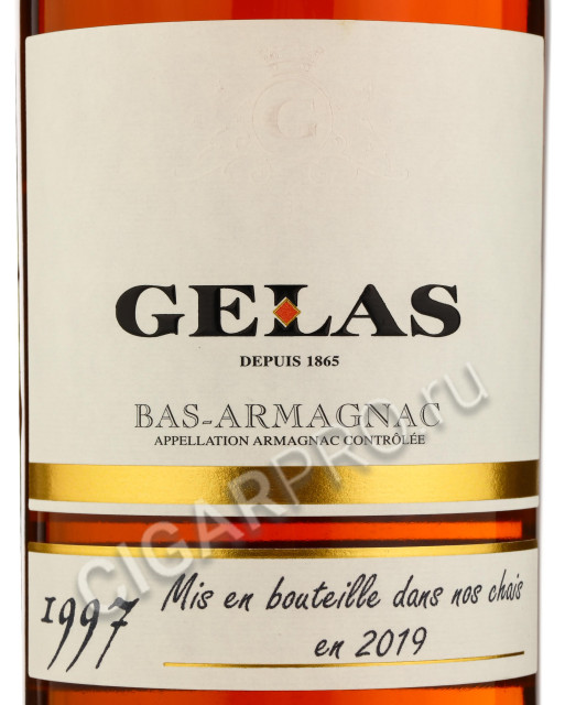 этикетка armagnac maison gelas 1997 years 0.7 l