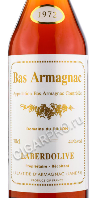 этикетка armagnac laberdolive 1972 years 0.7 l