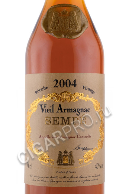 этикетка арманьяк sempe vieil armagnac 2004 0.7л