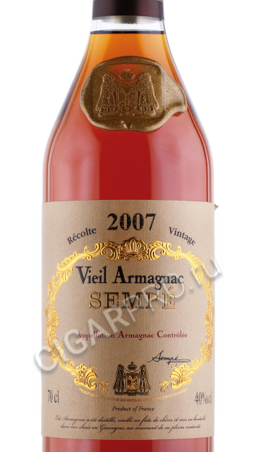 этикетка арманьяк sempe vieil armagnac 2007 years 0.7л