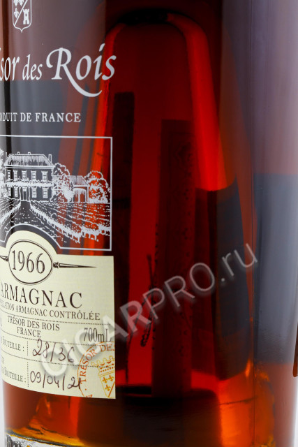 записка бумаги в бутылке арманьяк tresor des rois armagnac 1966 0.7л