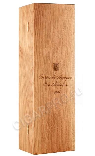 деревянная упаковка арманьяк baron de sigognac 1966 years 0.7л