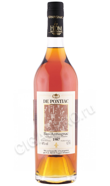 бренди bas armagnac de pontiac 1987 years 0.7л