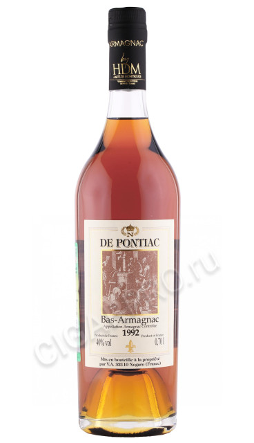 бренди bas armagnac de pontiac 1992 years 0.7л