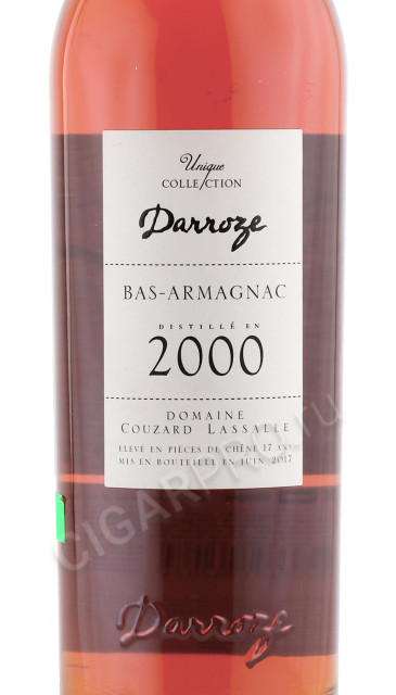 этикетка арманьяк darroze bas armagnac unique collection 2000 years 0.7л