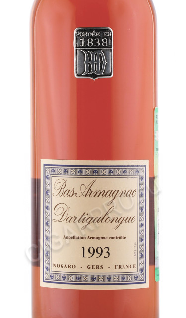 этикетка арманьяк vintage bas armagnac dartigalongue 1993 years 0.5л