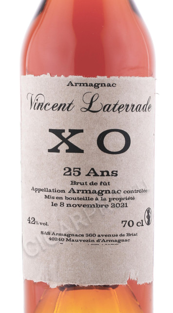 этикетка бренди fitte et laterrade xo 25 ans armagnac aoc 0.7л