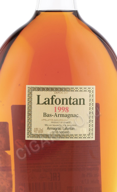 этикетка арманьяк lafontan millesime 1998г 0.7л