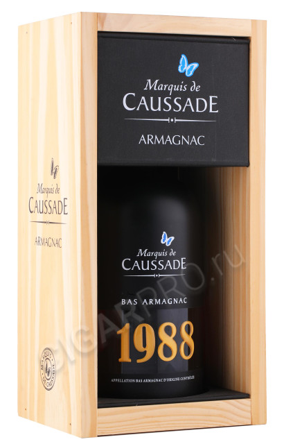деревянная упаковка арманьяк marquis de caussade 1988г 0.7л