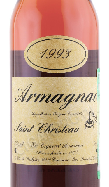 этикетка арманьяк saint christeau millesime 1993 years 0.7л