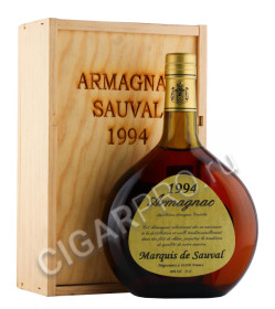 арманьяк marquis de sauval 1994 years 0.7л в деревянной упаковке