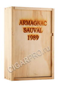 деревянная упаковка арманьяк marquis de sauval 1989 years 0.7л