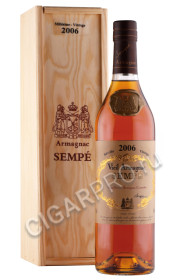 арманьяк sempe vieil armagnac 2006 years 0.7л в деревянной упаковке