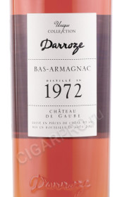 этикетка арманьяк darroze bas armagnac unique collection 1972 years 0.7л