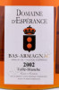 этикетка арманьяк domaine d esperance blanche 2002 0.7л