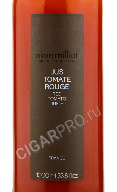 этикетка alain milliat jus de tomate 1 л