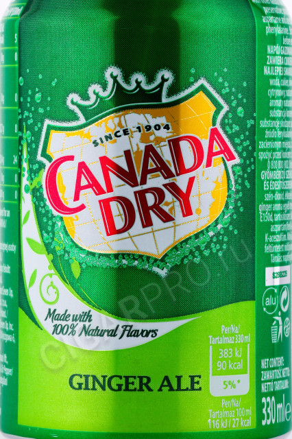 этикетка лимонад canada dry ginger ale 0.33л