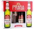 Подарочная коробка Пиво Прага Премиум Пилс 0.5л 3 бут +1 бокал