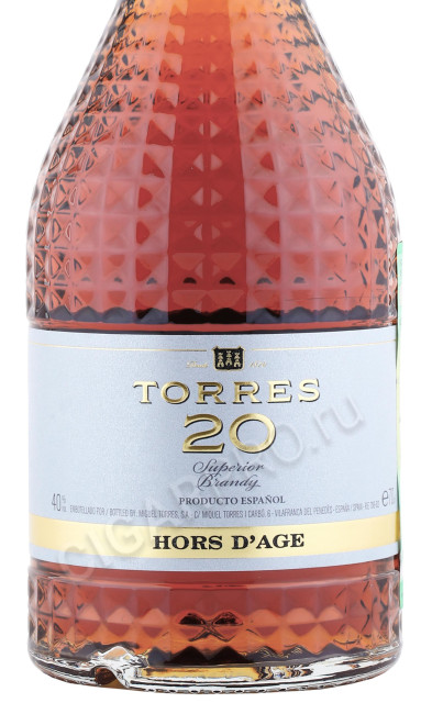 этикетка бренди torres 20 years 0.7л