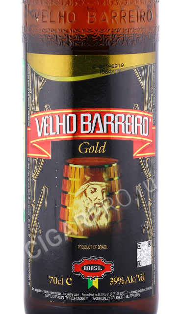 этикетка кашаса velho barreiro gold 0.7л