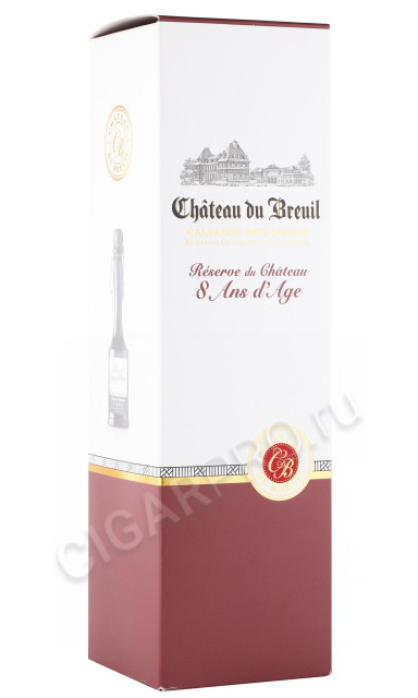 подарочная упаковка кальвадос chateau du breuil reserve du chateau 8 ans 0.7л