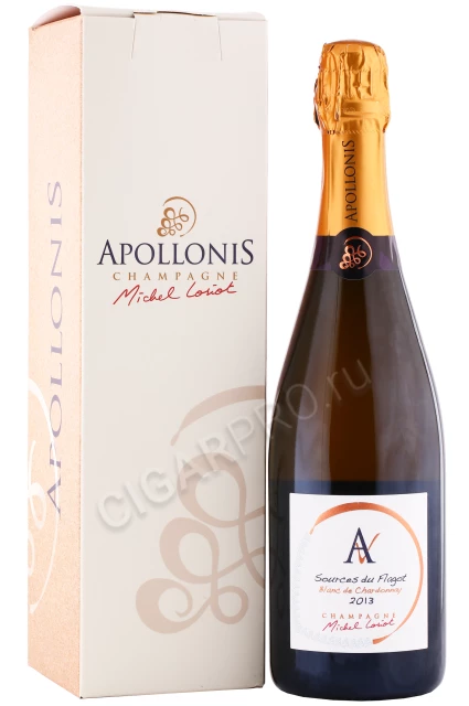 Шампанское Аполлонис Ле Сурс дю Флаго Блан де Шардоне Экс Брют 0.75л в подарочной упаковке