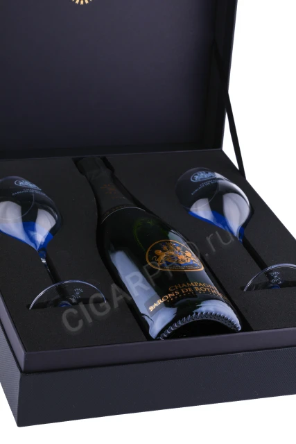 Шампанское Барон де Ротшильд Брют 0.75л + 2 бокала в подарочной упаковке