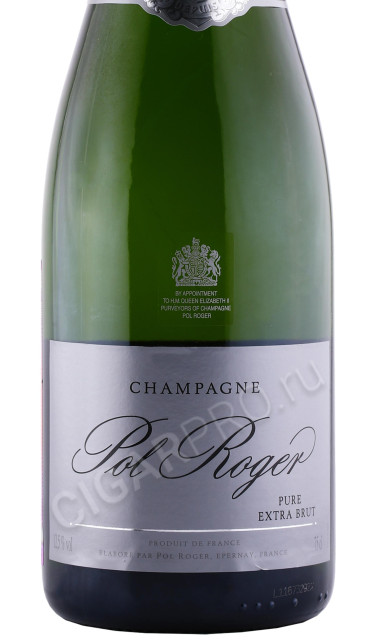 этикетка шампанское pol roger pure extra brut 0.75л