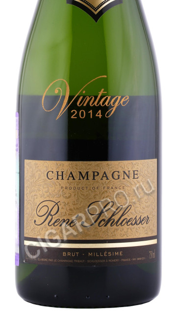 этикетка шампанское rene schloesser brut millesime vintage 0.75л