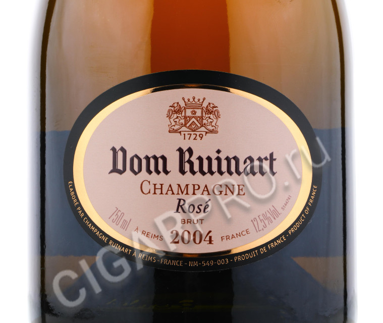 этикетка dom ruinart rose 2004 0.75 l