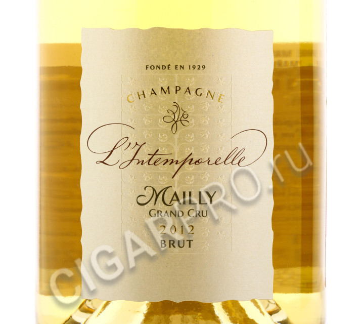 этикетка mailly l intemporelle grand cru 2012 brut