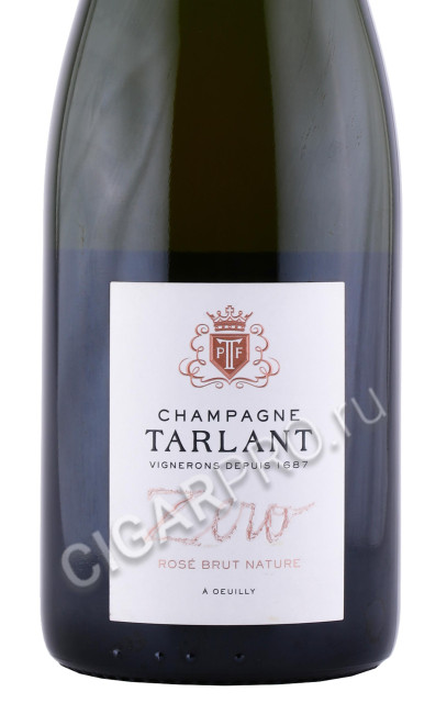 этикетка шампанское tarlant zero brut nature rose 0.75л