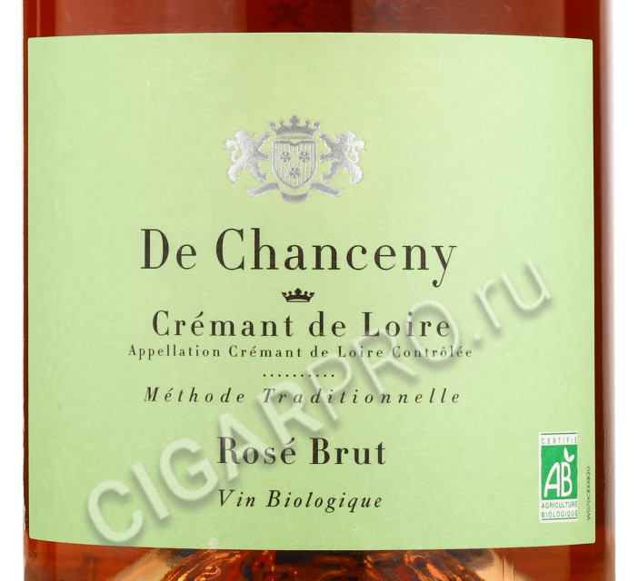 этикетка de chanceny cremant de loire rose brut biologique