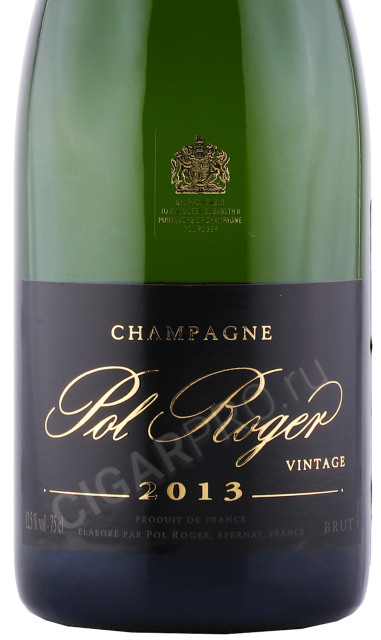 этикетка шампанское pol roger brut vintage 2013г 0.75л