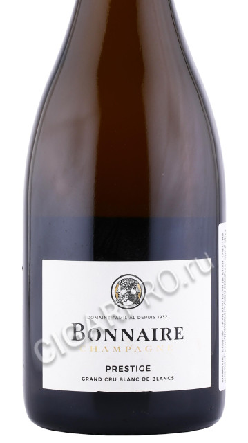 этикетка шампанское bonnaire blanc de blancs grand cru prestige 0.75л