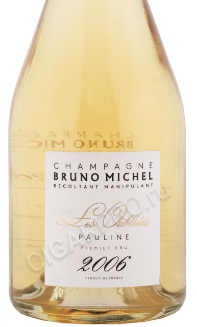 этикетка шампанское bruno michel les oubliees pauline premier cru extra brut 0.75л