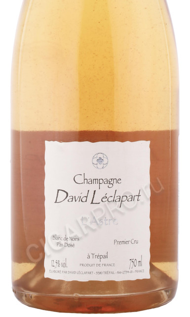 этикетка шампанское david leclapart blanc de noirs 0.75л
