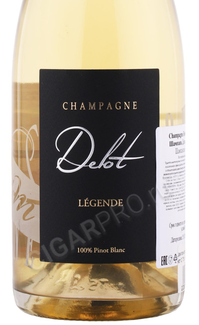 этикетка шампанское delot cuvee legende brut 0.75л