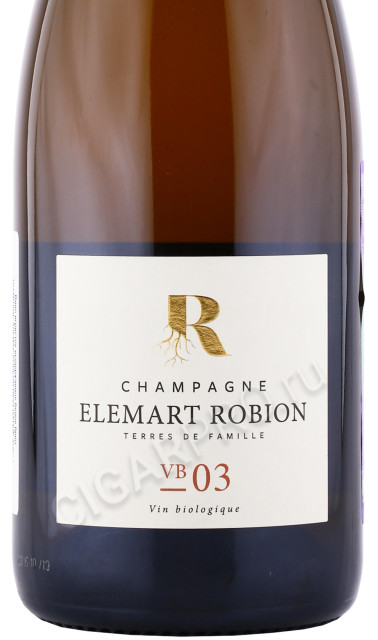 этикетка шампанское elemart robion vb03 brut nature aoc 0.75л